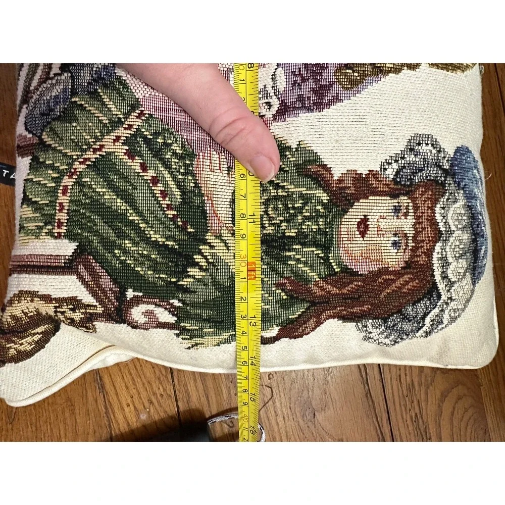 VTG Doll Tea Party Tapestry Pillow Cottage Granny Dakotah Victorian‎ Porcelain